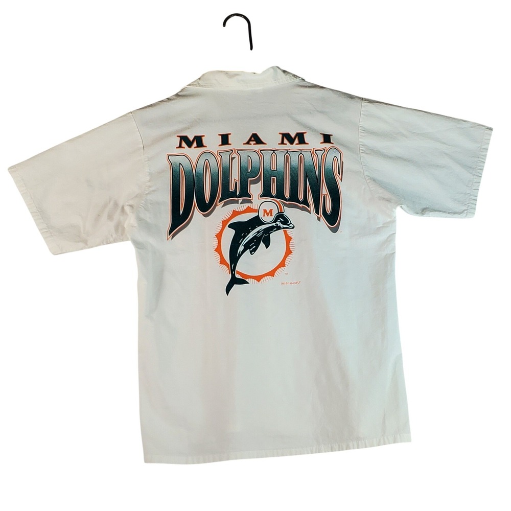 Vintage 1994 Miami Dolphins Mendez Sportswear Shirt Mens Small White NFL Graphic